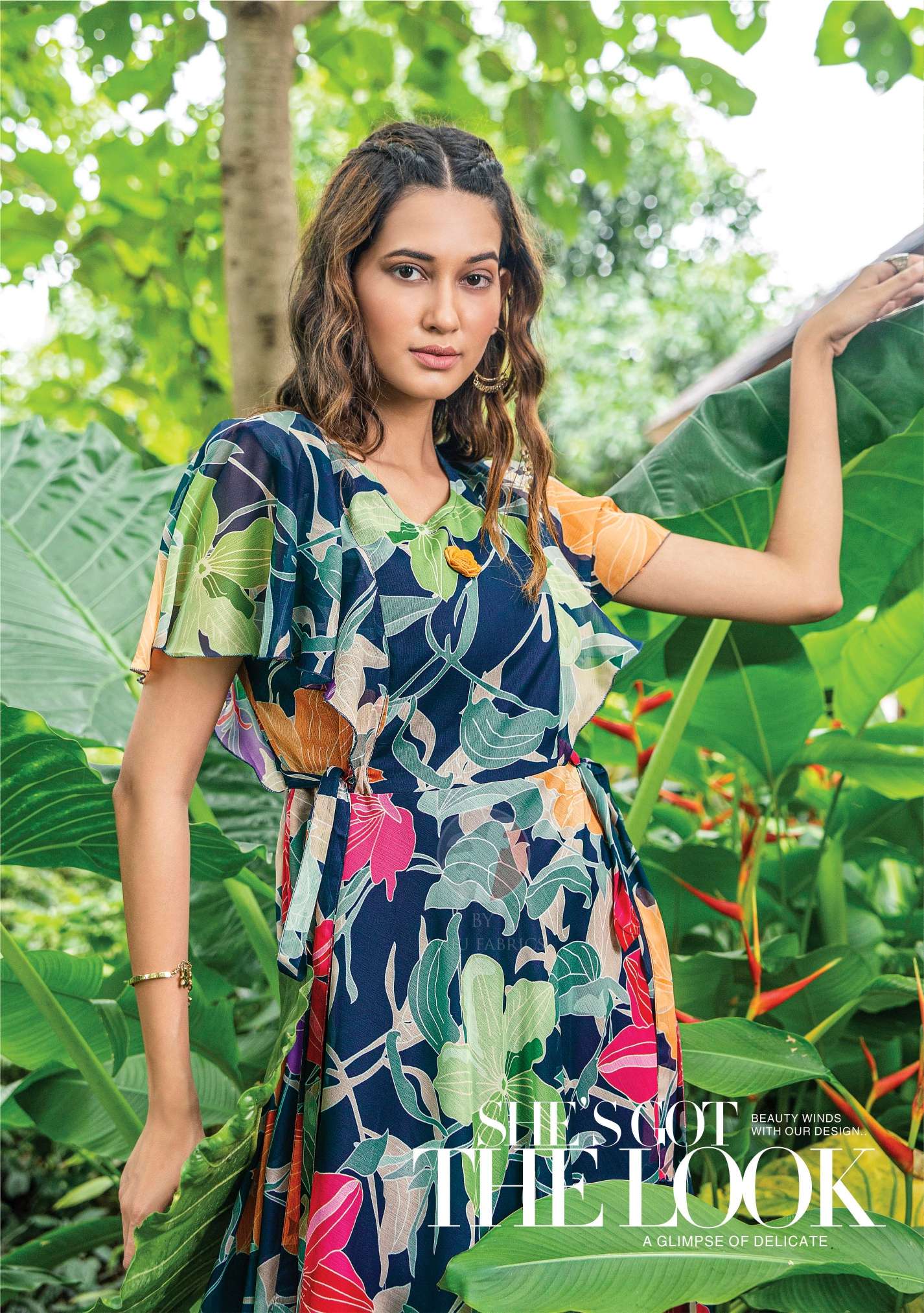 CORAL CHARM VOL 3  PRINTED VISCOSE PREMIUM CHIFFON DESIGNER KURTI WITH  FANCY BROOCH BY AF BRAND 1004 C